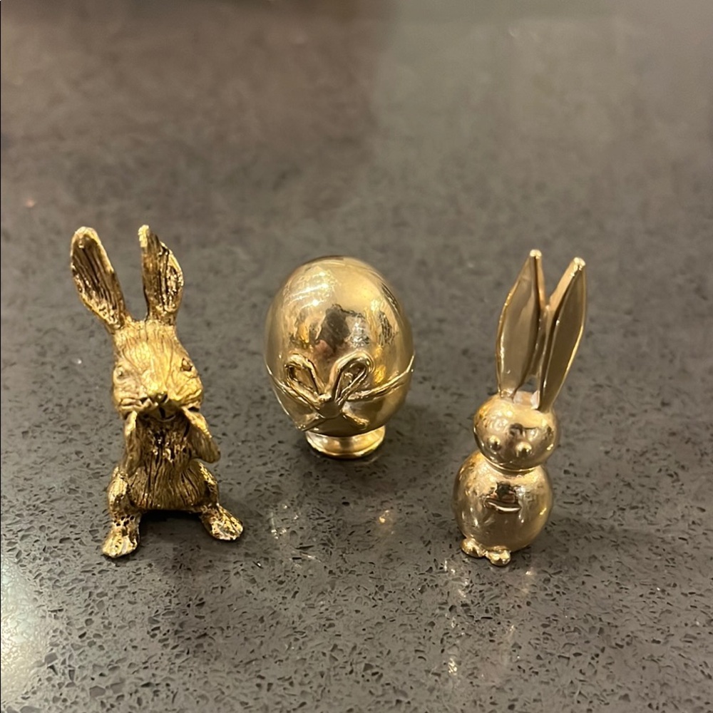 Vintage Brass Bunny & Egg Miniature Figurines - Picture 3 of 15
